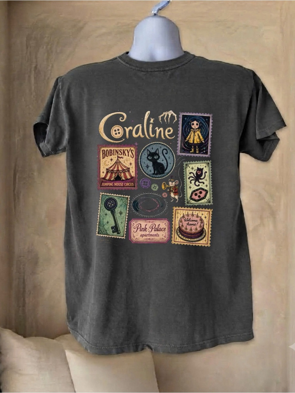Comfort Colors Charcoal Cartoon Stamp Graphic Tee